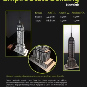 Maqueta - Lámpara - New York - Empire State Building - Datos Maqueta