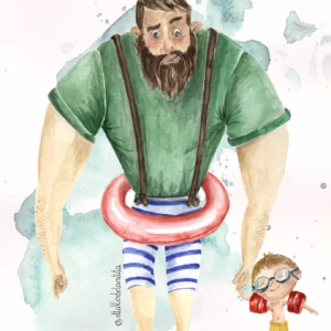 Print ilustrado A5 “Marinero en la playa” | Acuarela original de El Taller de la Ratita